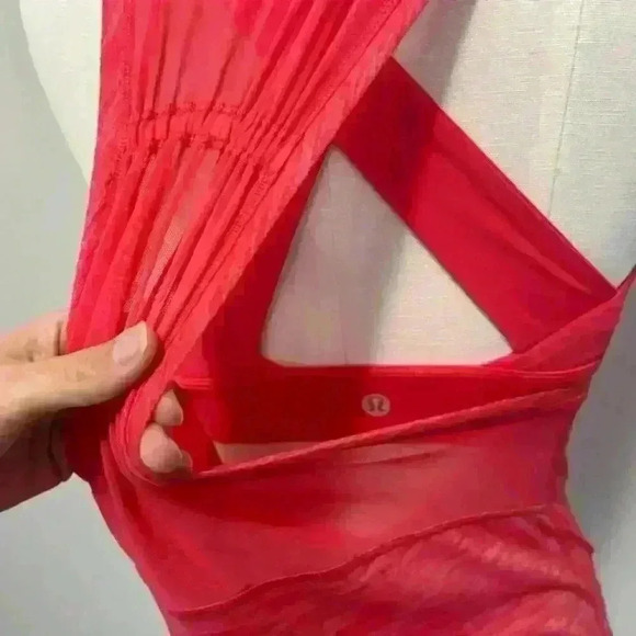 Lululemon Work The Circuit Tank Heathered Lush Coral Workout Top With Sports Bra - Picture 13 of 14